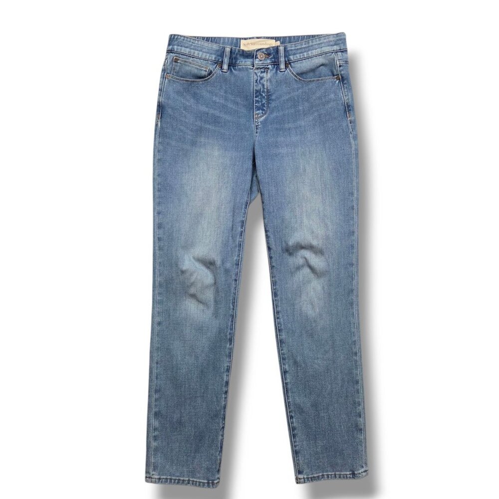Soft Surroundings Relaxed Straight Jeans Womens Medium Ultimate Denim Faux Fly